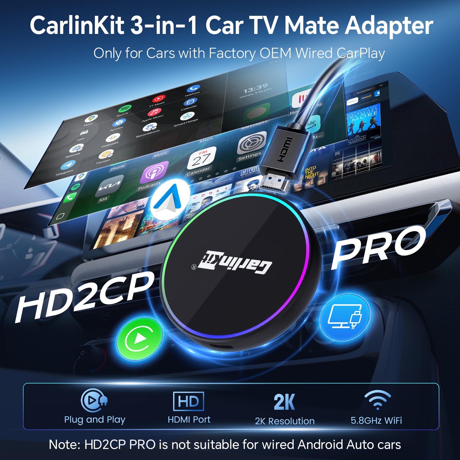 Smart Tv Stick - HD2CP Pro CarlinKit Wireless Adapter HDMI