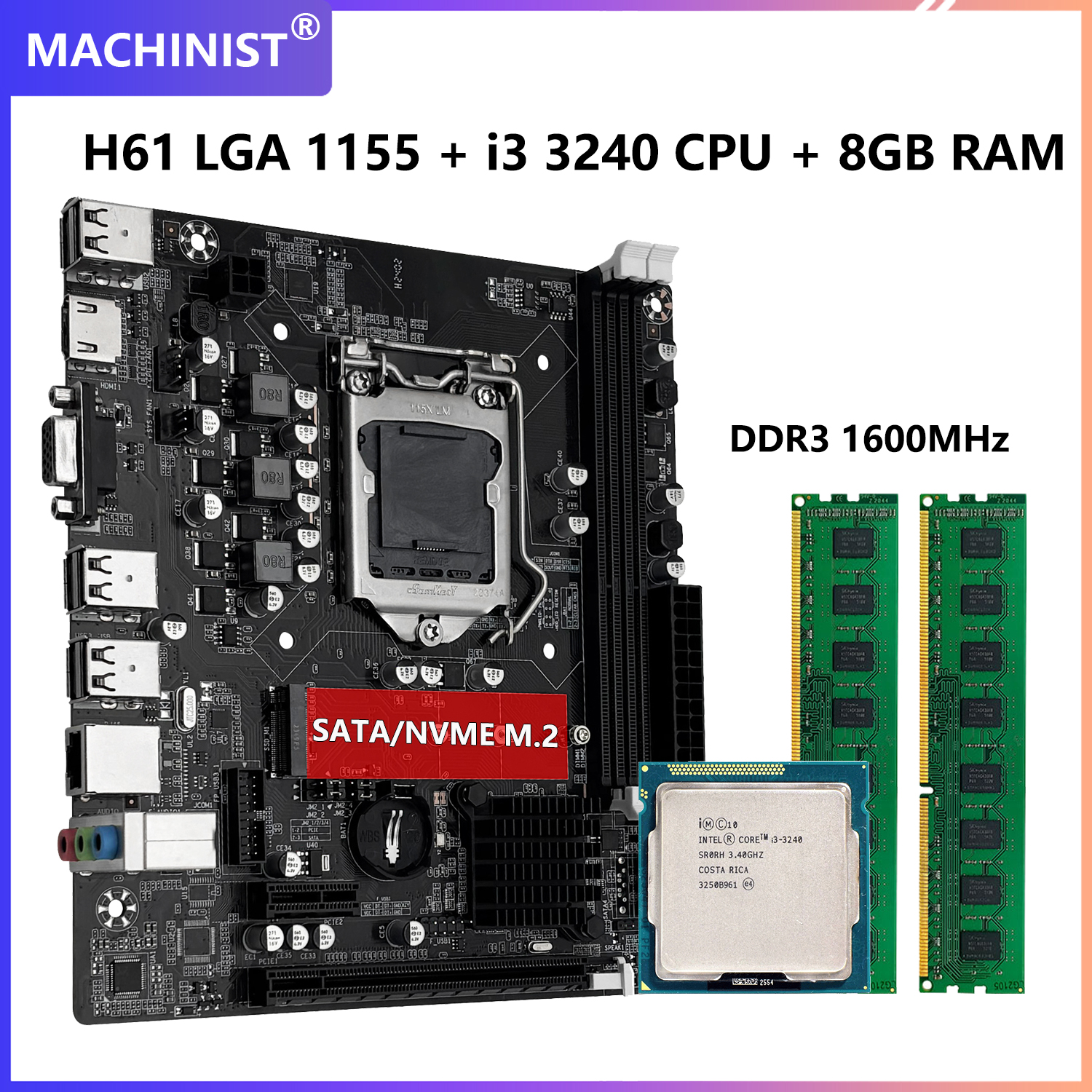 Home Cinema Video Processor - MACHINIST H61 Motherboard DDR3 8GB(2*4GB) 1600MHz