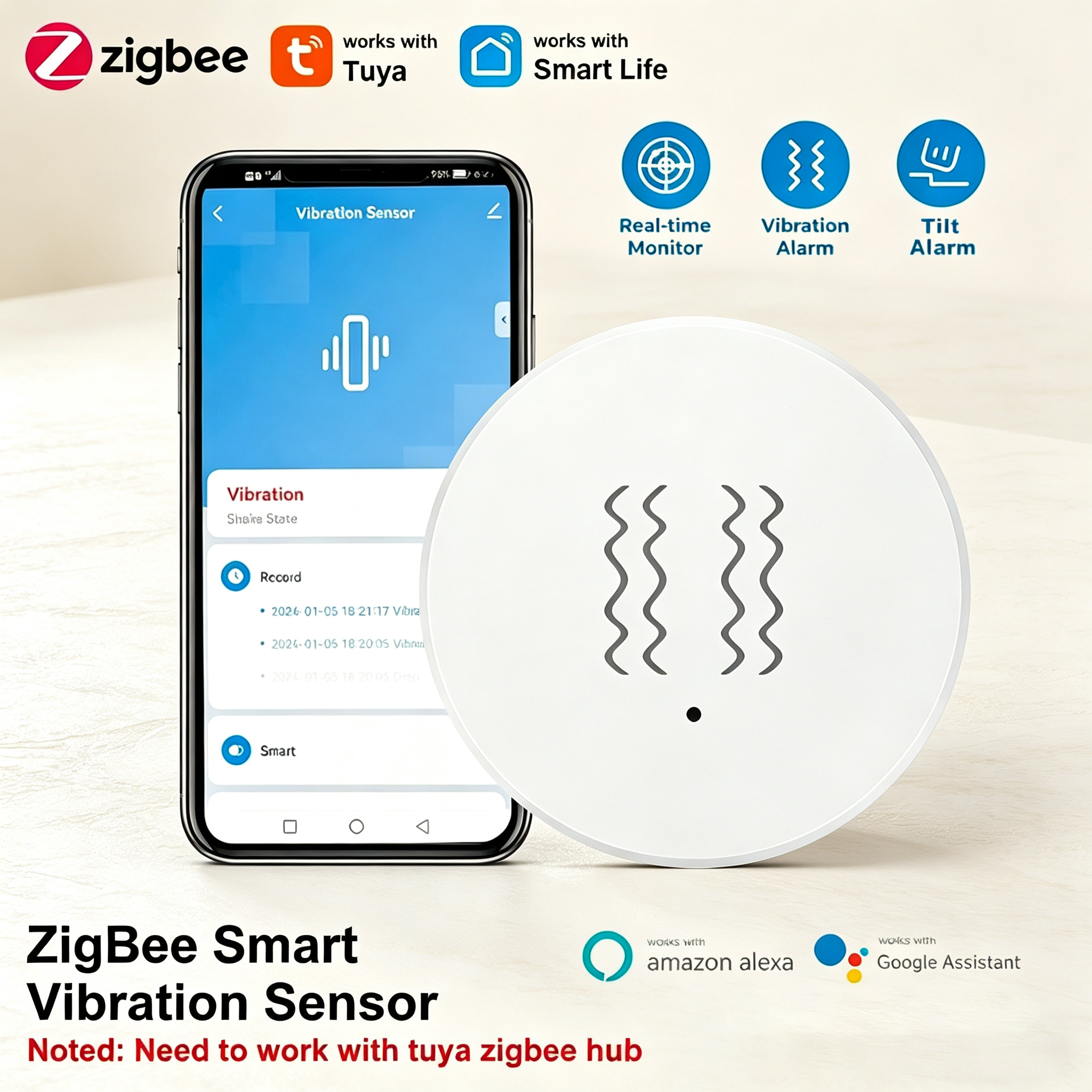 Home Cinema Alexa - Tuya ZigBee Smart Vibration & Tilt