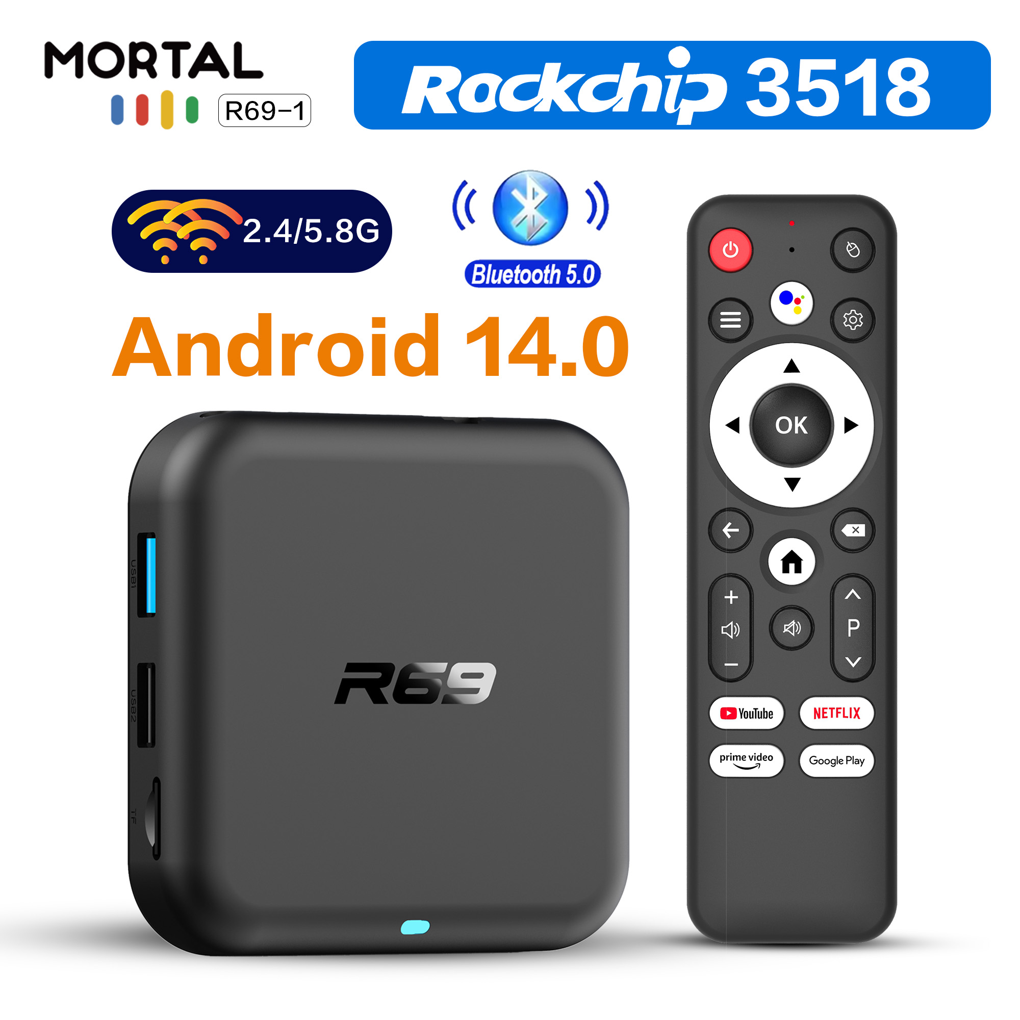 Home Cinema Media Player - R69-1 Android 14 TV Box Rockchip