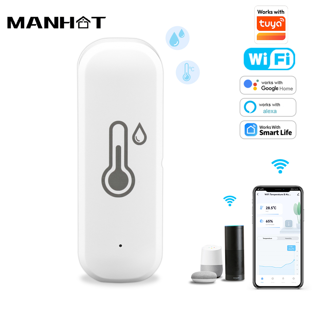 Home Cinema Alexa - Manhot Smart WIFI Temperature Humidity Sensor