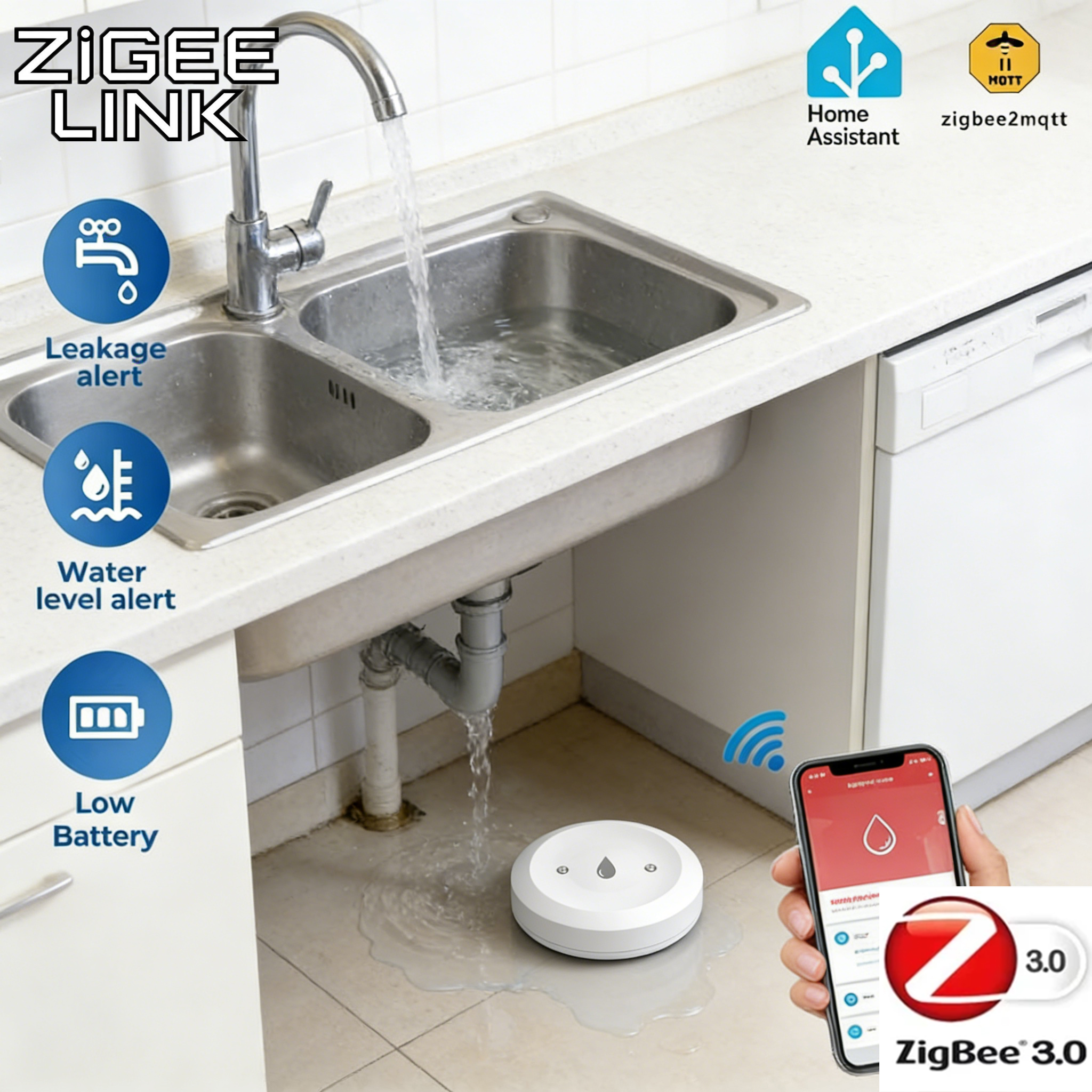Tuya ZigBee 3.0 Water Leak Det - огляд і ціна Home Cinema Alexa