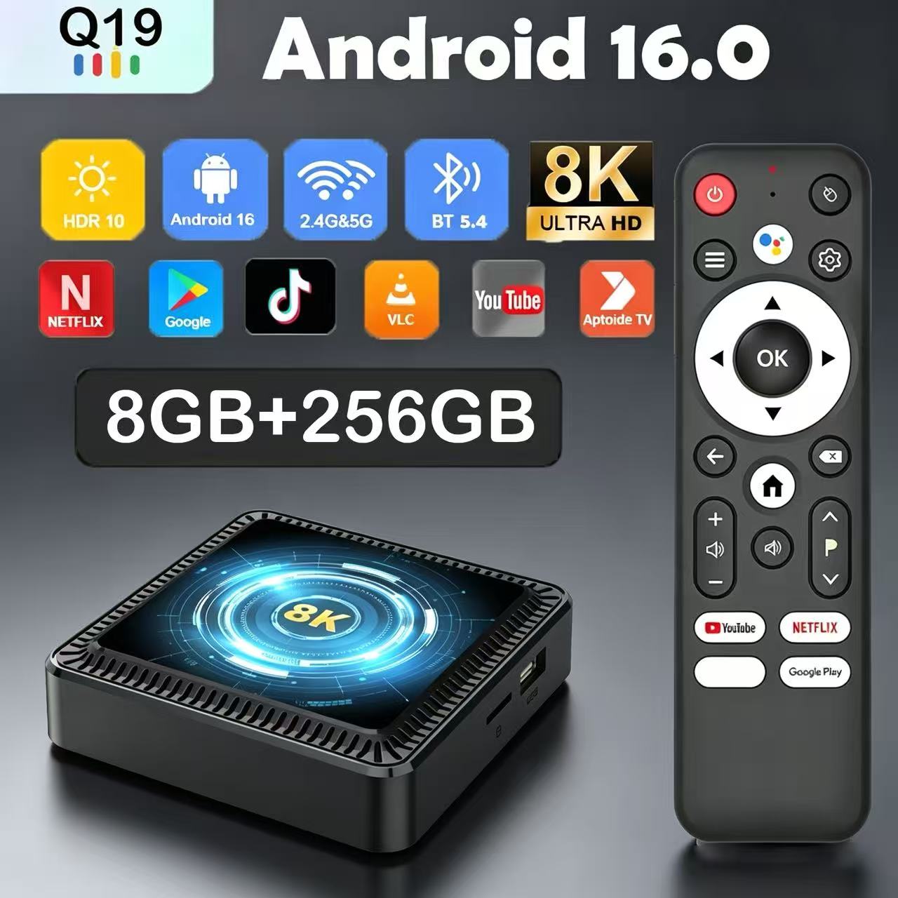 Android 16 TV Box Q19 8K Ultra - огляд і ціна Home Cinema Media Player